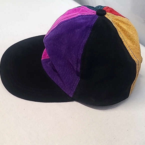 Vintage 90s Multi-Color Patch Suede Leather Baseball Cap - Picture 4 of 6